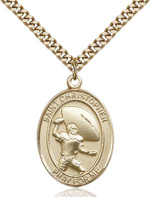 St. Christpher / Football Medal<br/>7501 Oval, Gold Filled