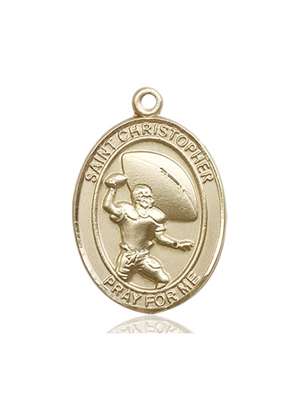 St. Christpher / Football Medal<br/>7501 Oval, 14kt Gold