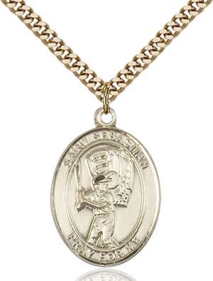St. Sebastian / Baseball Medal<br/>7600 Oval, Gold Filled