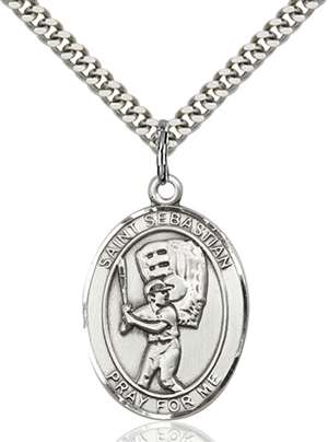 St. Sebastian / Baseball Medal<br/>7600 Oval, Sterling Silver