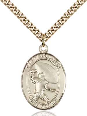 St. Sebastian / Football Medal<br/>7601 Oval, Gold Filled