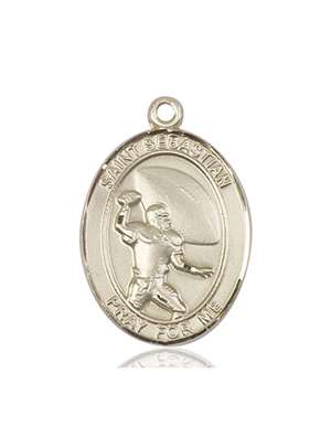 St. Sebastian / Football Medal<br/>7601 Oval, 14kt Gold