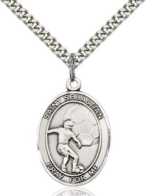 St. Sebastian / Soccer Medal<br/>7603 Oval, Sterling Silver