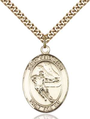 St. Sebastian / Hockey Medal<br/>7604 Oval, Gold Filled