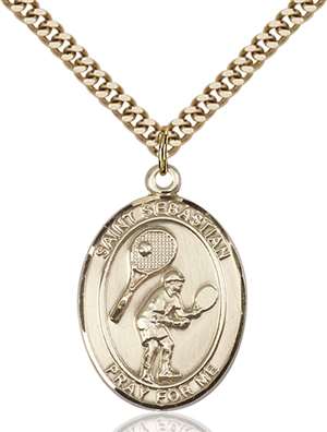 St. Sebastian / Tennis Medal<br/>7605 Oval, Gold Filled