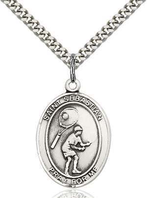 St. Sebastian / Tennis Medal<br/>7605 Oval, Sterling Silver