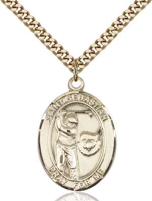 St. Sebastian / Golf Medal<br/>7606 Oval, Gold Filled
