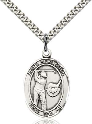St. Sebastian / Golf Medal<br/>7606 Oval, Sterling Silver