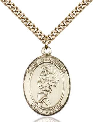 St. Sebastian / Softball Medal<br/>7607 Oval, Gold Filled