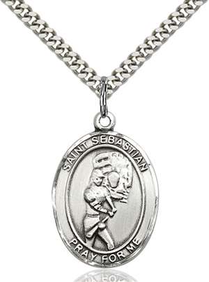 St. Sebastian / Softball Medal<br/>7607 Oval, Sterling Silver