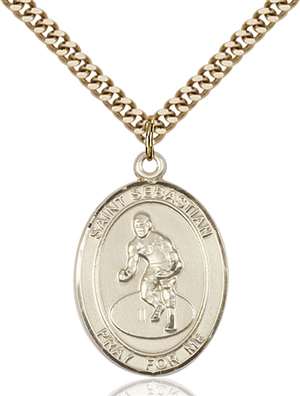 St. Sebastian / Wrestling Medal<br/>7608 Oval, Gold Filled