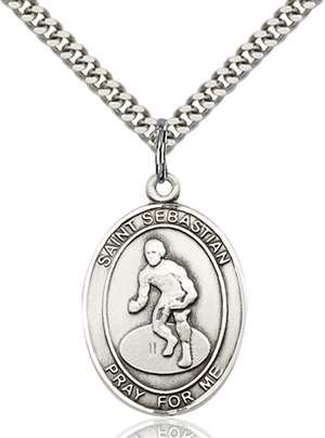 St. Sebastian / Wrestling Medal<br/>7608 Oval, Sterling Silver