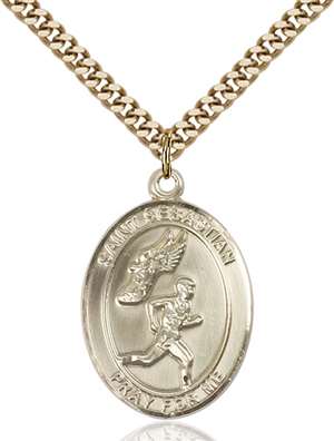 St. Sebastian / Track & Field Medal<br/>7609 Oval, Gold Filled