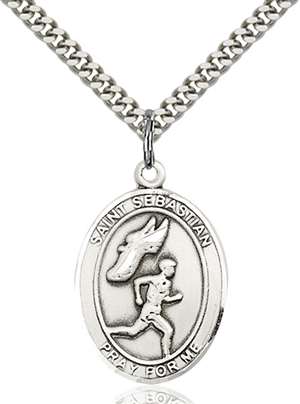 St. Sebastian / Track & Field Medal<br/>7609 Oval, Sterling Silver