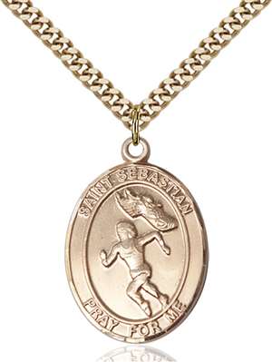 St. Sebastian / Track & Field Medal<br/>7610 Oval, Gold Filled