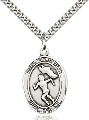 St. Sebastian / Track & Field Medal<br/>7610 Oval, Sterling Silver