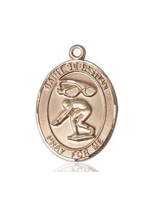 St. Sebastian / Swimming Medal<br/>7611 Oval, 14kt Gold