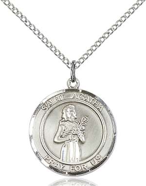 St. Agatha Medal<br/>8003 Round, Sterling Silver