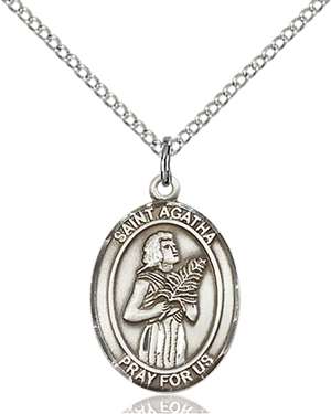 St. Agatha Medal<br/>8003 Oval, Sterling Silver