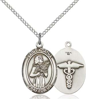 St. Agatha / Nurse Medal<br/>8003 Oval, Sterling Silver