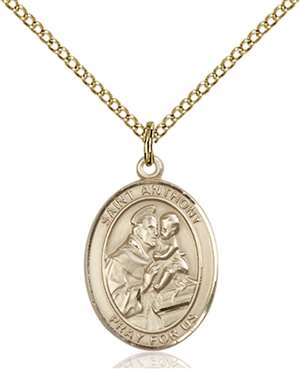 St. Anthony of Padua Medal<br/>8004 Oval, Gold Filled