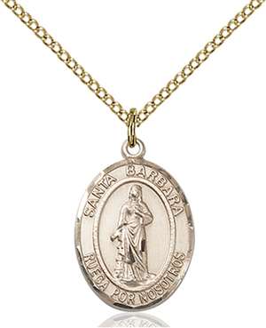 Santa Barbara Medal<br/>8006 Spanish, Oval, Gold Filled