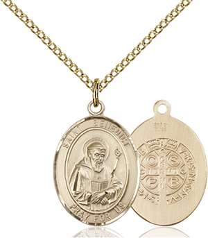 St. Benedict Medal<br/>8008 Oval, Gold Filled