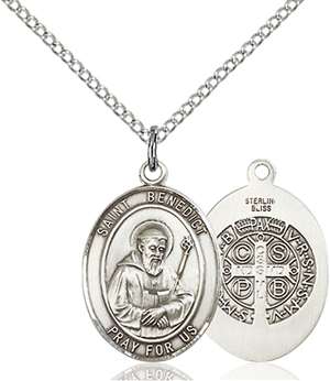 St. Benedict Medal<br/>8008 Oval, Sterling Silver