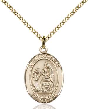 St. Catherine of Siena Medal<br/>8014 Oval, Gold Filled
