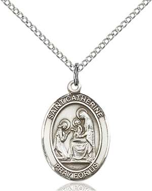 St. Catherine of Siena Medal<br/>8014 Oval, Sterling Silver