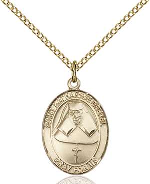 St. Katharine Drexel Medal<br/>8015 Oval, Gold Filled