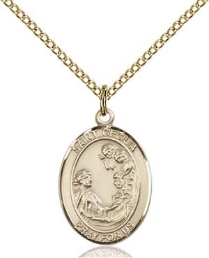 St. Cecilia Medal<br/>8016 Oval, Gold Filled