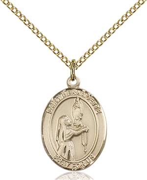 St. Bernadette Medal<br/>8017 Oval, Gold Filled