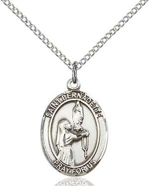 St. Bernadette Medal<br/>8017 Oval, Sterling Silver