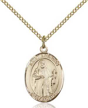 St. Brendan the Navigator Medal<br/>8018 Oval, Gold Filled