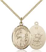 St. Brendan the Navigator / Navy Medal<br/>8018 Oval, Gold Filled