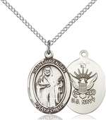 St. Brendan the Navigator / Navy Medal<br/>8018 Oval, Sterling Silver