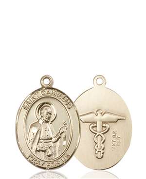 St. Camillus of Lellis / Nurse Medal<br/>8019 Oval, 14kt Gold