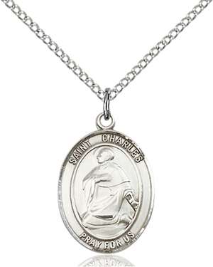 St. Charles Borromeo Medal<br/>8020 Oval, Sterling Silver