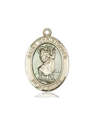 St. Christopher Medal<br/>8022 Oval, 14kt Gold