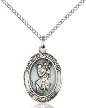 St. Christopher Medal<br/>8022 Oval, Sterling Silver