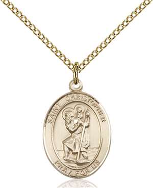 St. Christopher Medal<br/>8022 Oval, Gold Filled