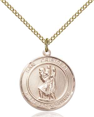 San Cristobal Medal<br/>8022 Spanish, Round, Gold Filled