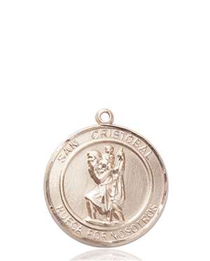 San Cristobal Medal<br/>8022 Spanish, Round, 14kt Gold