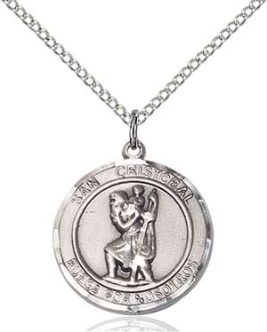 San Cristobal Medal<br/>8022 Spanish, Round, Sterling Silver