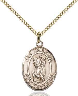 San Cristobal Medal<br/>8022 Spanish, Oval, Gold Filled