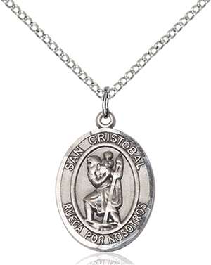 San Cristobal Medal<br/>8022 Spanish, Oval, Sterling Silver
