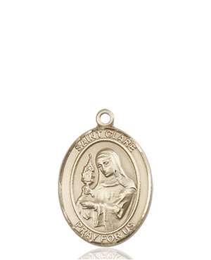 St. Clare of Assisi Medal<br/>8028 Oval, 14kt Gold