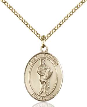 St. Florian Medal<br/>8034 Oval, Gold Filled