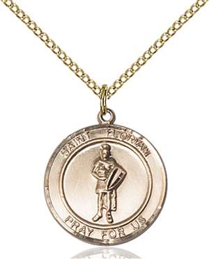 St. Florian Medal<br/>8034 Round, Gold Filled